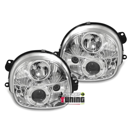 PHARES CHROME FEUX ANNEAUX LED ANGEL EYES RENAULT TWINGO 1 1992-2007 (11132)