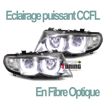 2 PHARES FEUX CHROME ANGEL EYES LED EN U CCFL BMW SERIE 3 E46 5 PORTES 2001-2005 (00562)