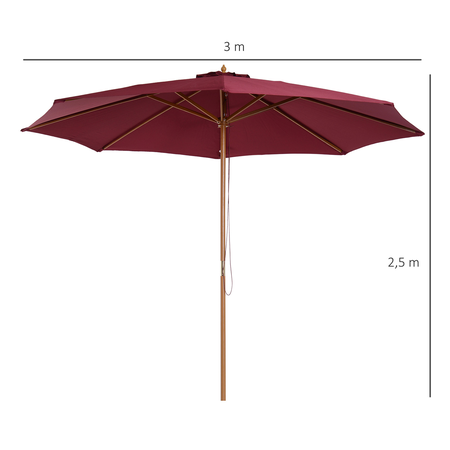 Parasol rond grande taille rouge