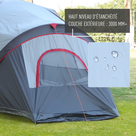 Tente de camping familiale 5-6 personnes gris