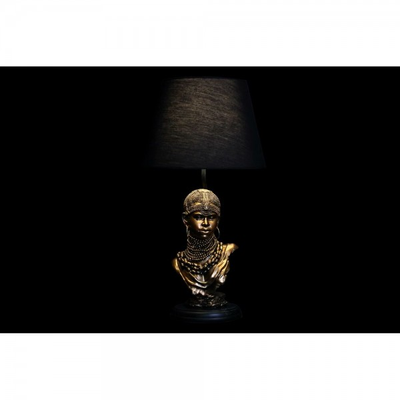Lampe de bureau DKD Home Decor Noir Doré Polyester Résine Africaine (31 x 31 x 58 cm)