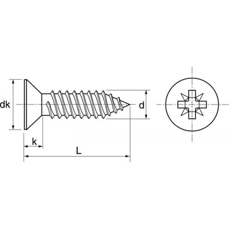 Vis à tôle tête fraisée pozidrive inox A2 DIN 7982 4,8X50 boîte de 200 - ACTON - 624084,8X50