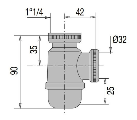 Mini siphon de lavabo sortie D32 laiton nickelé mat - VALENTIN - 00 150300 008 00