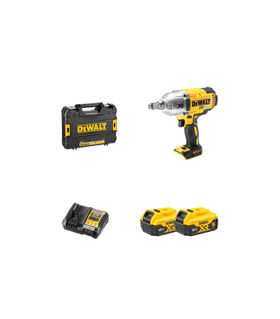 Boulonneuse à chocs 18V 1/2" DCF899NT-XJ + 2 batteries 18V 5 Ah + 1 chargeur DCB1104-QW DEWALT