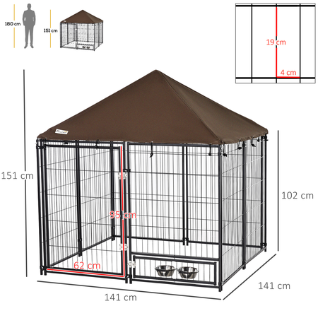 Chenil extérieur pour chien métal et tissu