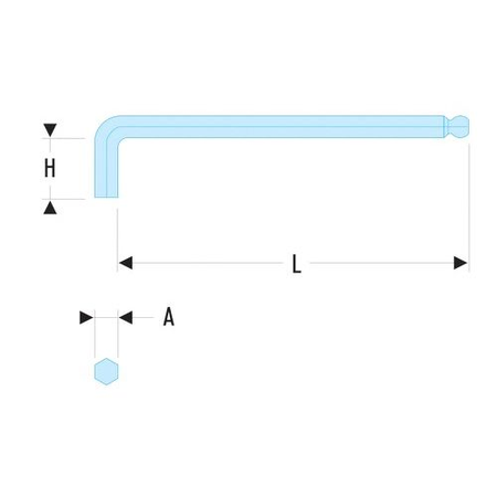 Clé mâle longue à tête sphérique diamètre 12mm longueur 190mm - FACOM - 83SH.12