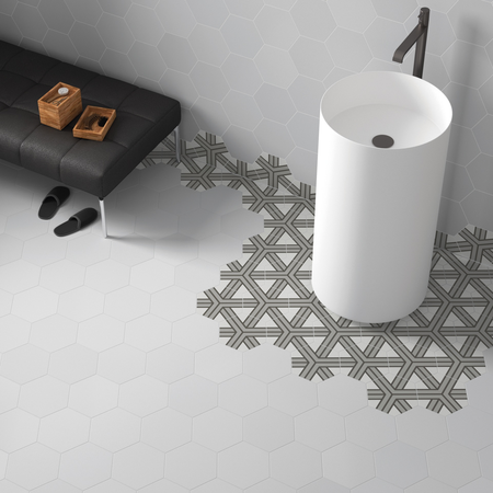 COIMBRA OXFORD GRAY 30632 - Carrelage 17,5x20 cm hexagonal uni aspect carreaux de ciment gris