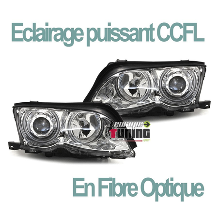 2 PHARES FEUX AVANTS ANGEL EYES CCFL CHROME BMW SERIE 3 E46 5 PORTES 2001-2005 (03629)