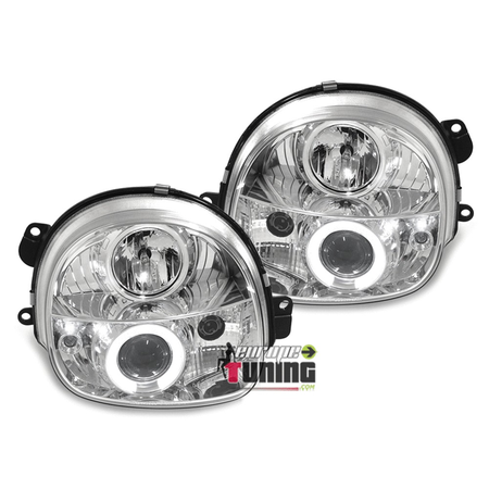 PHARES CHROME FEUX ANNEAUX LED ANGEL EYES RENAULT TWINGO 1 1992-2007 (11132)