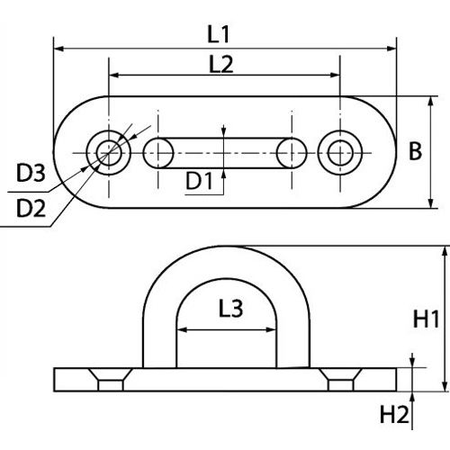 Pontet sur platine oblong embouti et soudé A2 M6 boîte de 5 - ACTON - 629936