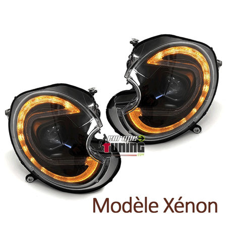 PHARES AVANTS NOIRS FEUX LED BMW MINI COOPER R55-R56-R57 2006-2014 AU XENON (05609)