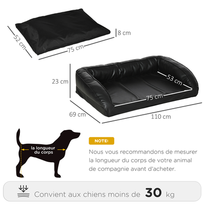 Panier lit pour chien chat revêtement synthétique noir
