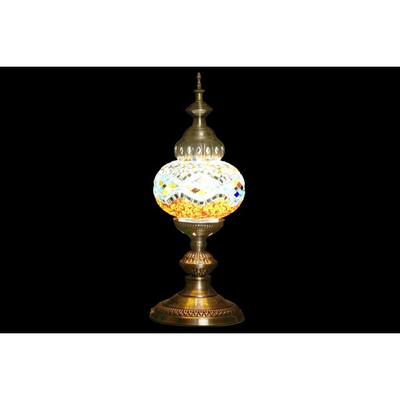 Lampe de bureau DKD Home Decor Verre Mosaïque Métal Multicouleur 250 V 50 W Arabe (15 x 15 x 36 cm)