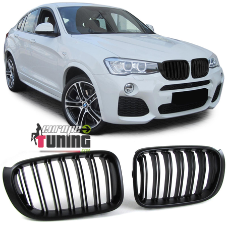 GRILLES DE CALANDRES SPORT NOIRES DOUBLE AILETTES BMW X3 F25 LCI et X4 F26 2014-2018 (04819)