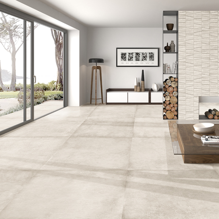 MATERIKA WHITE - 75x75 cm - Carrelage sol moderne brut