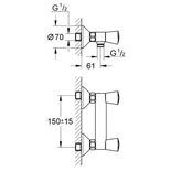 Mélangeur de douche COSTA S entraxe 150 mm bicommande - GROHE - 26317001