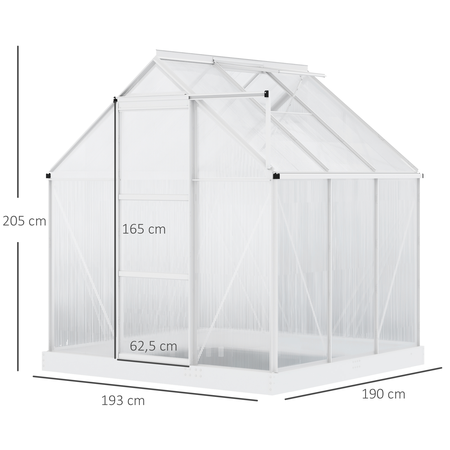 Serre de jardin aluminium polycarbonate fondation lucarne porte coulissante