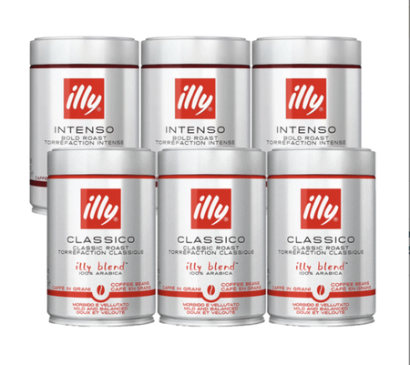 6 x 250g Lot café en grain Classico/Intenso - Illy