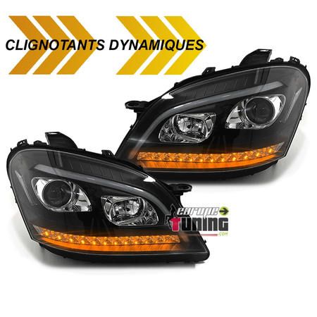 PHARES NOIRS FEUX CLIGNOTANTS LED DYNAMIQUES MERCEDES ML W164 2005-2008 PH1 (05352)