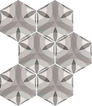 HEXATILE - NATURE B&W - Carrelage 17,5X20 cm hexagonal motif fleur noir blanc Taille 17.5 x 20 cm