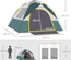 Tente de camping pop up 3 personnes avec sac jaune gris vert