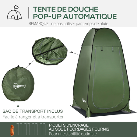 Tente de douche pliable pop-up polyester vert