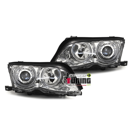 2 PHARES FEUX AVANTS ANGEL EYES CCFL CHROME BMW SERIE 3 E46 5 PORTES 2001-2005 (03629)