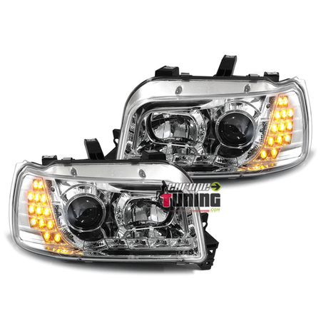 PHARES FEUX AVANTS CHROME LED DEVIL EYES RENAULT CLIO 1 1990-1996 (x13556)