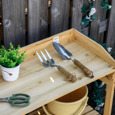 Table de rempotage avec étagère à lattes plateau sapin pré-huilé