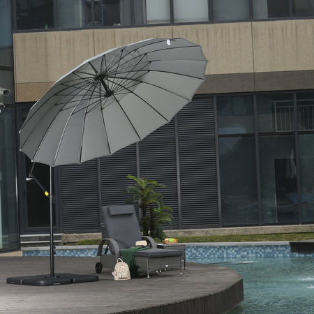 Parasol déporté rond inclinable dim. Ø 2,96 x 2,6H m polyester