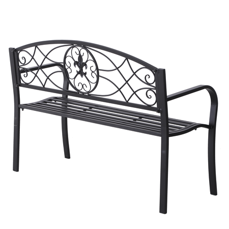 Banc de jardin 2 places néo-rétro métal époxy noir