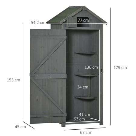 Armoire de jardin 3 étagères 2 portes loquets bois sapin