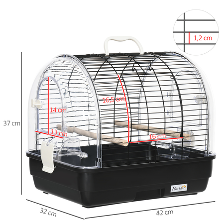 Cage à oiseaux portable 3 portes avec accessoires noir