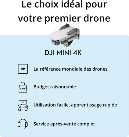 DJI Bundle Fly More Mini 4K, Drone Caméra 4K UHD, Moins de 249 g, Transmission Vidéo 10 km, Retour Automatique, Trois Batteries, Temps de Vol 93 min, QuickShots