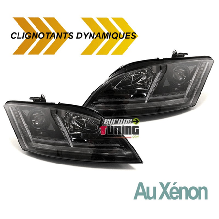 PHARES NOIRS AU XENON FEUX CLIGNOTANTS DYNAMIQUES LOOK 8S POUR AUDI TT 8J (04853)