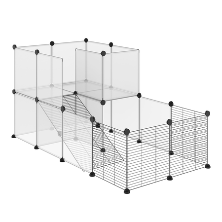 Cage parc enclos modulable rongeurs résine fils d'acier noir