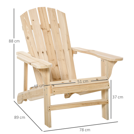 Fauteuil de jardin Adirondack bois massif sapin