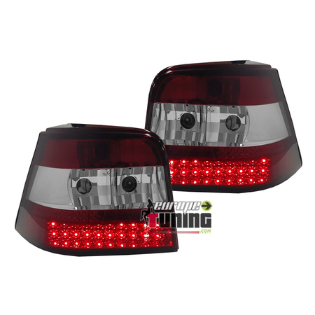 FEUX ARRIERES A LED ROUGES CRISTAL POUR VOLKSWAGEN VW GOLF 4 BERLINE (13190)