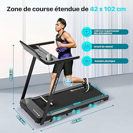 Mobvoi Tapis de Course Ultra 3 en 1 – Inclinaison 6%, 2,5 CV, Support pour Tasse, Téléphone & Ordinateur Portable, Grande Surface de Course, Capacité 120 kg – pour Maison et Bureau