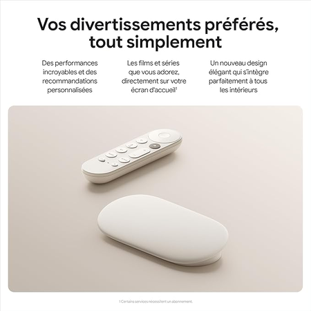 Google TV Streamer 4K – Streaming Rapide sur TV avec Recherche Vocale et Télécommande – 32 Go de Stockage – Porcelaine