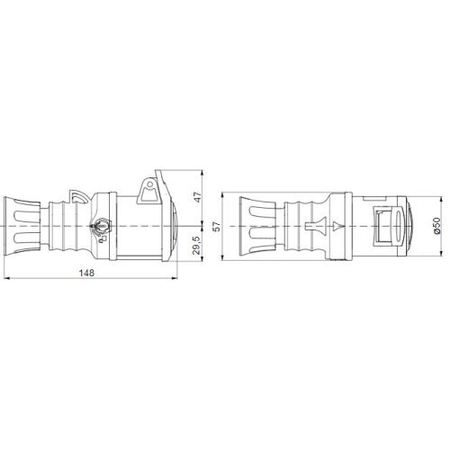 Prise femelle mobile droite IEC 309 HP IP44/IP54 3P+T 32A 380 - 415V Rouge - GEWISS - GW62019FH