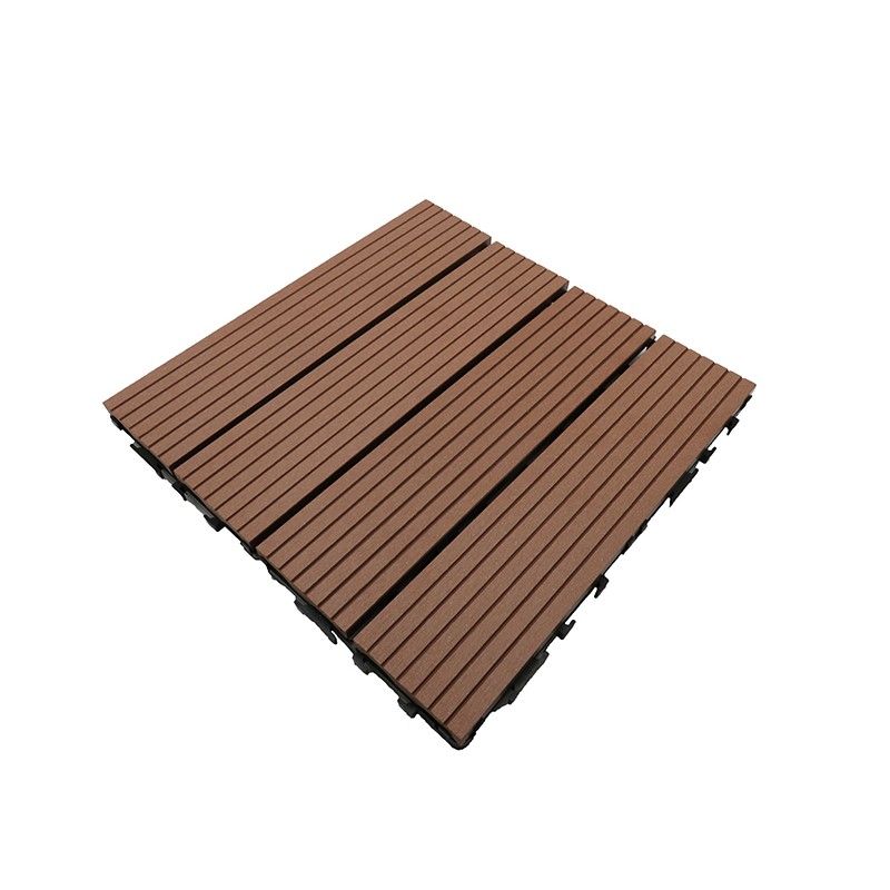 Pack dalle de terrasse 1m² bois composite modular (11 pièces 30 x 30 cm) - Coloris - Gris carbone, Largeur - 30 cm, Longueur - 30 cm, Surface couverte en m² - 1