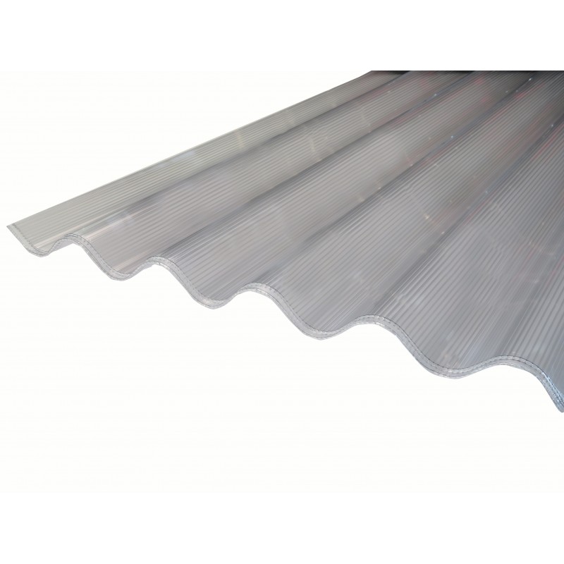 Plaque de polycarbonate ondulé alvéolaire 6mm GO (grande onde 177/51 mm) - Coloris - Clair, Epaisseur - 6 mm, Largeur totale de la plaque - 92cm, Longueur totale de la plaque - 2m