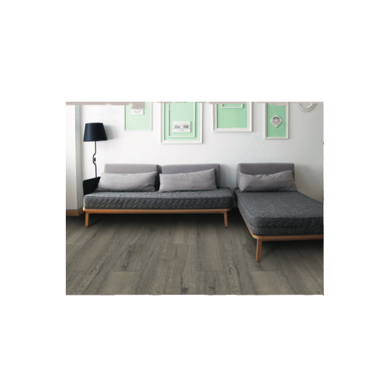 Sol SPC haute résistance clipsable tout en un gris 1,95 m² (couche d'usure de 0,5 mm) - Coloris - Chêne gris, Surface couverte en m² - 1,95