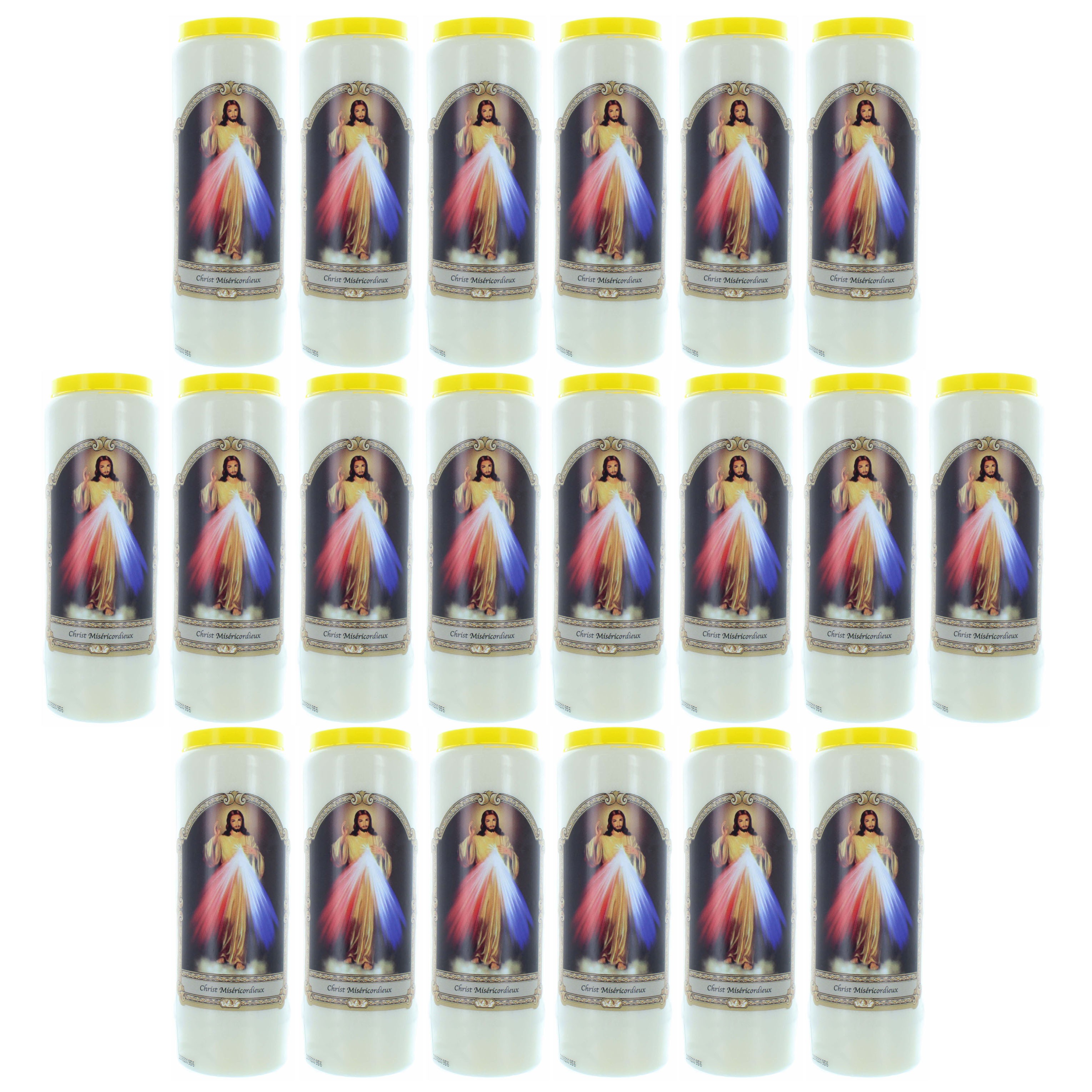 Lot de 20 Bougies Neuvaine Christ Miséricordieux 17,5cm