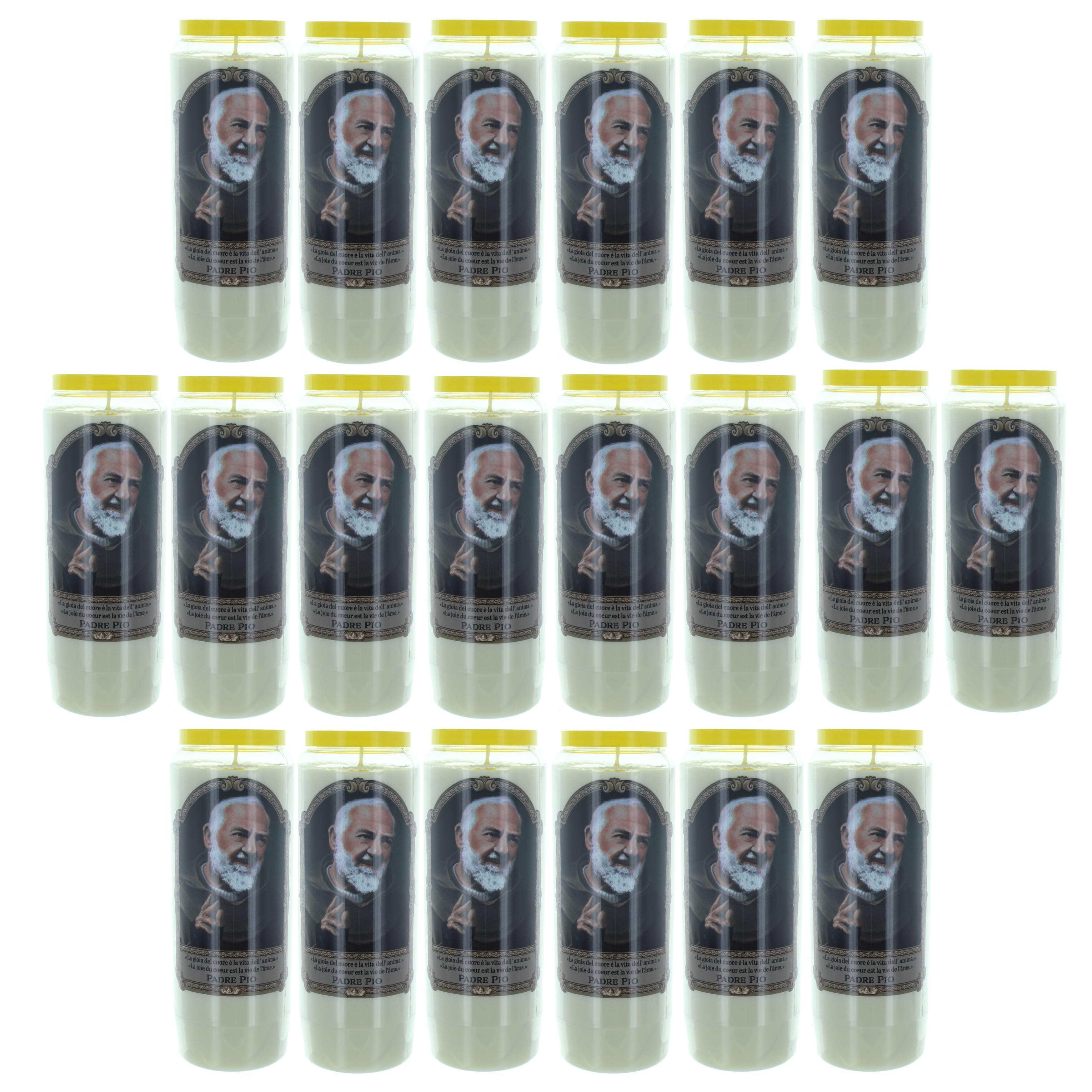 Lot de 20 Bougies Neuvaine de Padre Pio 17,5cm