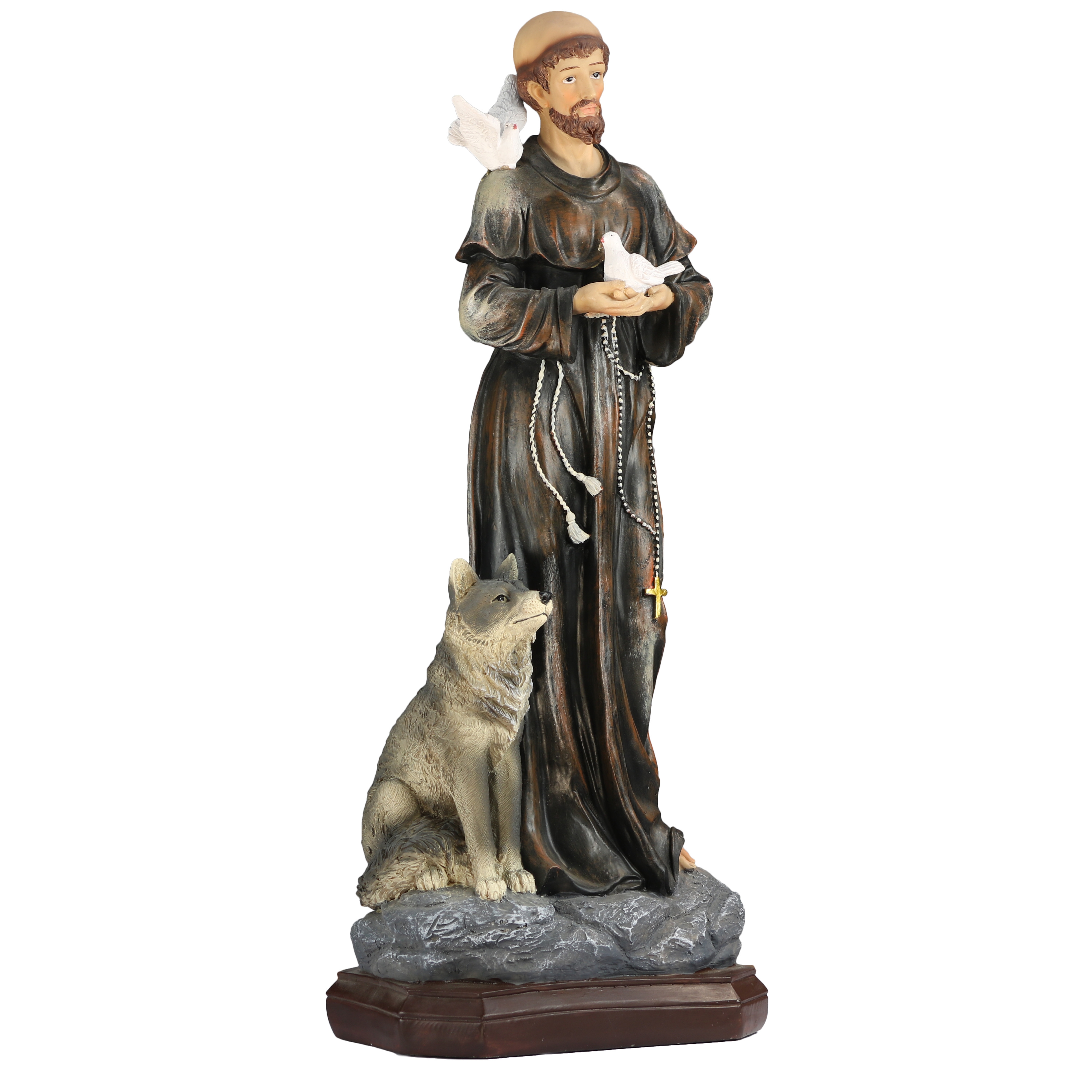 Statue en résine de Saint François d'Assise de 53cm