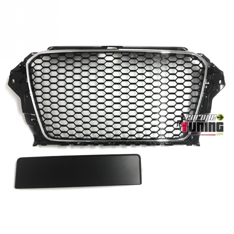 GRILLE CALANDRE SPORT LOOK RS3 NOIRE ET CHROME AUDI A3 8V 2012-2016 (04837)