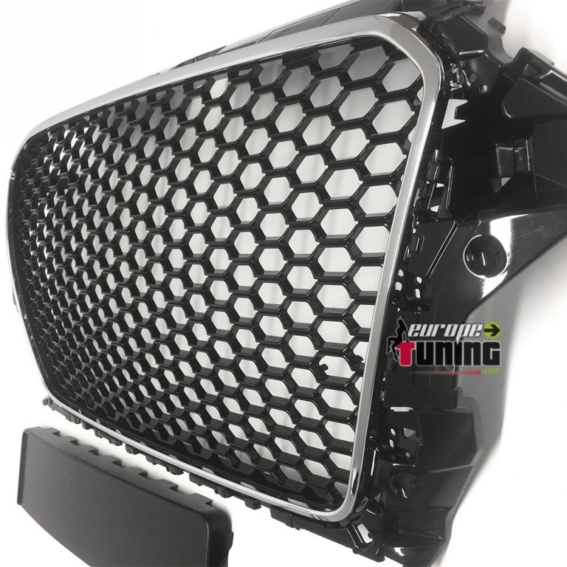 GRILLE CALANDRE SPORT LOOK RS3 NOIRE ET CHROME AUDI A3 8V 2012-2016 (04837)