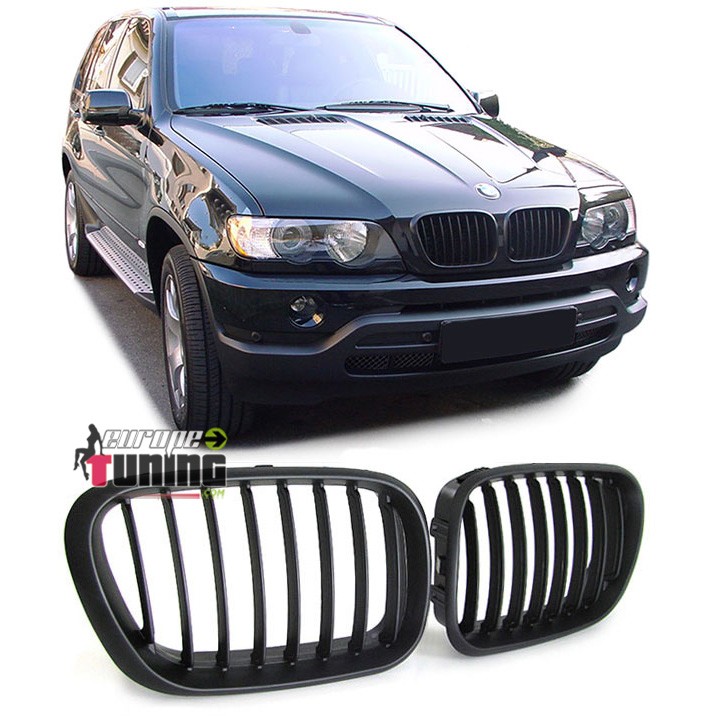 GRILLES CALANDRES SPORT NOIRES MATES POUR BMW X5 E53 1999-2003 (00155)